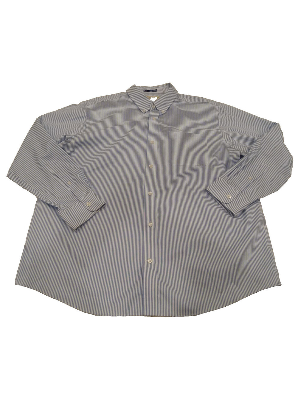 Duluth Trading Co Shirt Mens Large Blue White Stripe MagnaReady Wrinkle Fighter